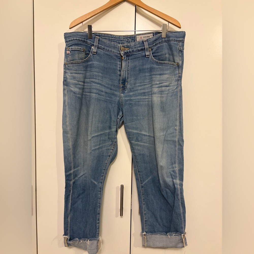 Ag Adriano Goldschmied “The Ex Boyfriend Slim” Light Blue Jeans.